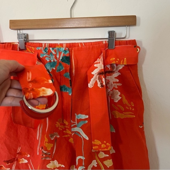 Lafayette 148 New York RIGBY BLOUSE IN OASIS PRINT SILK + Linen Shorts Set - Picture 8 of 13